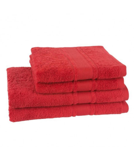 JULES CLARYSSE Lot de 2 draps de bain  2 serviettes Royale  Rouge
