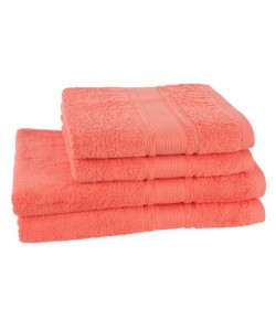 JULES CLARYSSE Lot de 2 draps de bain  2 serviettes Royale  Corail