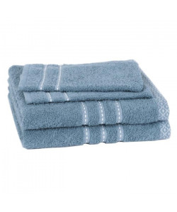 JULES CLARYSSE Lot de 2 serviettes  2 gants de toilette MIEL  Bleu