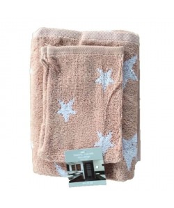 STAR Set de toilette 100% coton : 2 serviettes  2 gants rose