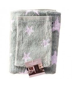 STAR Set de toilette 100% coton : 2 serviettes  2 gants vert menthe