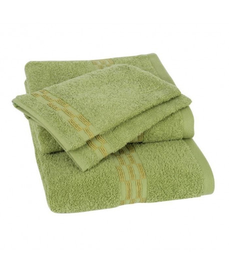 JULES CLARYSSE Lot de 1 drap 70x140 cm  1 serviette 50x100 cm  2 gants 15x21 cm Yeni vert