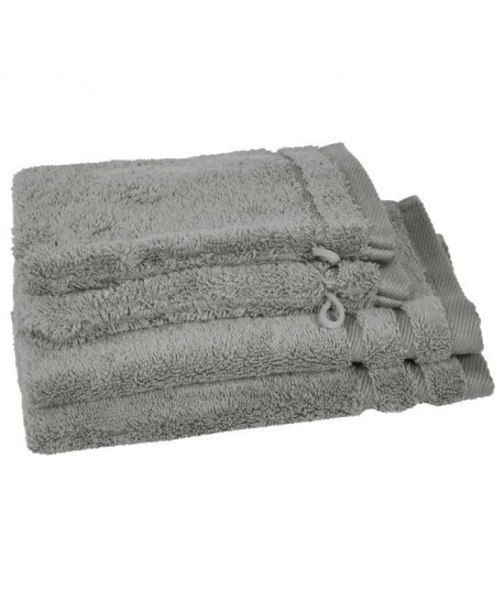 VENT DU SUD Lot 2 serviettes 30x50 cm  2 gants CALLISTO  Gris cendre