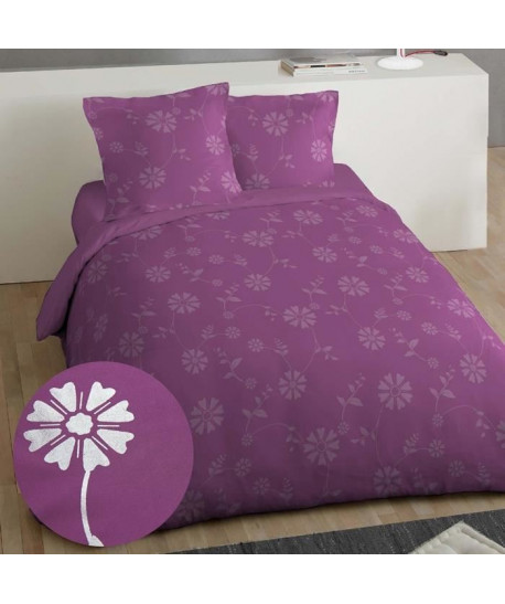 COTE DECO Parure Microfibre Salia 220x240cm  Violet