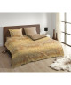 DESCANSO Parure de couette KIRA 100% satin de coton  1 housse de couette 200x200 cm  2 taies 60x70 cm  Jaune sable