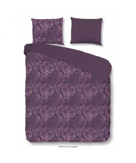 DESCANSO Parure de couette OLAF  1 housse de couette 220x240 cm  1 taie d\'oreiller  Violet