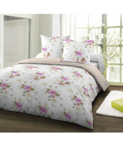 SANTENS Parure de couette 100% coton MADDIE  1 Housse de couette 240x260 cm cm  2 Taies d\'Oreillers  Rose