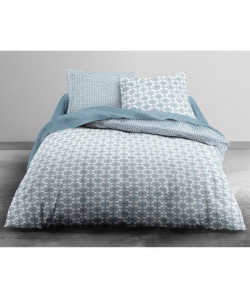 FINLANDEK Parure de couette Klaara 100% coton  1 housse de couette 200x200 cm  2 taies d\'oreillers 65x65 cm bleu récif