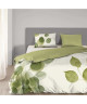 GOOD MORNING Parure de couette Coton LEAVES  1 housse de couette 140x200cm  1 taie d\'oreiller 60x70cm  Vert