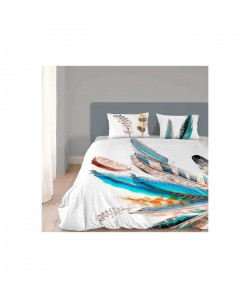 GOOD MORNING Parure de couette Coton Feather  1 housse de couette 140x200cm  1 taie d\'oreiller 60x70cm  Multicouleurs