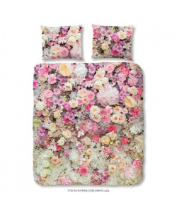 GOOD MORNING Parure de couette Coton Flowers  1 housse de couette 140x200cm  1 taie d\'oreiller 60x70cm  Multicouleurs