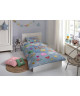 GOOD MORNING Parure de couette Coton PATCHY  1 housse de couette 140x200cm  1 taie d\'oreiller 60x70cm  Bleu jeans