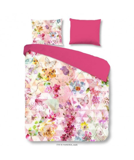 GOOD MORNING Parure de couette Coton Vanessa  1 housse de couette 140x200cm  1 taie d\'oreiller 60x70cm  Multicouleurs