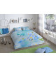 GOOD MORNING Parure de couette Coton Sympathy   1 housse de couette 140x200cm  1 taie d\'oreiller 60x70cm  Bleu