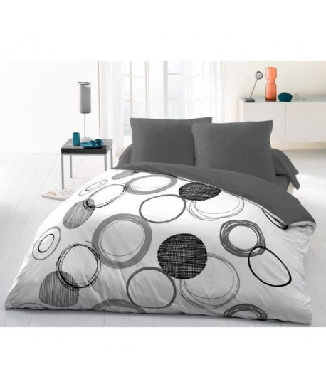 AUDACE Parure de couette Microfibre 100% Polyester  1 housse de couette 220x240cm  2 taies 63x63cm  GRIS