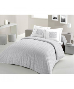 LOVELY HOME Parure de couette 100% coton ARTHUR  1 Housse de couette 200x200 cm  2 Taies d\'Oreillers 65x65 cm  Gris