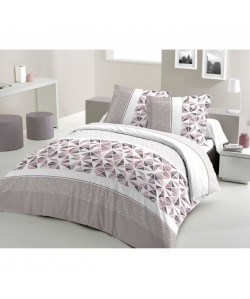 LOVELY HOME Parure de couette 100% coton MUSTANG  1 Housse de couette 200x200 cm  2 Taies d\'Oreillers 65x65 cm  Rose