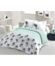 LOVELY HOME Parure de couette 100% coton PEACOCK  1 Housse de couette 200x200 cm  2 Taies d\'Oreillers 65x65 cm  Blanc