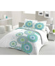 LOVELY HOME Parure de couette 100% coton MANDALA  1 Housse de couette 200x200 cm  2 Taies d\'Oreillers 65x65 cm  Bleu aqua