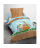 TODAY Parure de couette 100% coton Happy JUNGLE DODO  1 housse de couette 140x200 cm  2 taies 63x63 cm bleu et multi