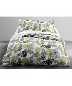 TODAY Parure de couette ENJOY GWAMM 100% coton  1 housse de couette et 2 taies d\'oreiller  220x240 cm  Blanc et vert