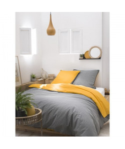 TODAY Parure de couette réversible 100% coton SAFY / SAFRAN  1 housse de couette 240x260 cm  2 taies 63x63 cm jaune et noir