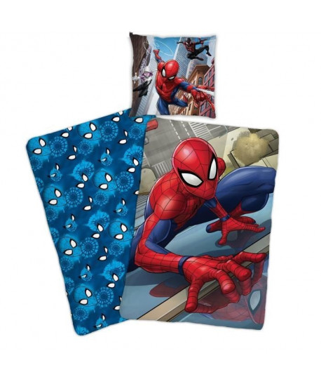 SPIDERMAN Parure de couette  1 housse de couette 140x200 cm  1 taie d\'oreiller bleu