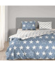 GOOD MORNING  Parure de couette Stars  1 housse de couette 200x200 cm  2 taies 60x70 cm bleu et blanc