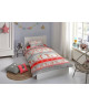 GOOD MORNING Parure de couette WINTER 100% coton  1 housse de couette et 1 taie d\'oreiller  140x200 cm  Rouge et gris