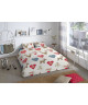 GOOD MORNING Parure de couette SEASONS 100% coton  1 Housse de couette 200x200 cm  2 Taies d\'Oreillers  Creme et rouge