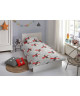 GOOD MORNING Parure de couette PINGUINS 100% coton  1 housse de couette et 1 taie d\'oreiller  140x200 cm  Gris