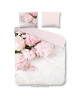 PURE Parure de couette Microfibre Marble Peonies  1 housse de couette 200x200cm  2 taies 60x70cm  Rose