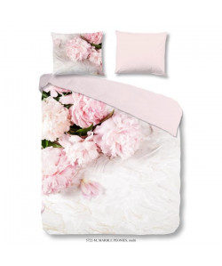 PURE Parure de couette Microfibre Marble Peonies  1 housse de couette 200x200cm  2 taies 60x70cm  Rose