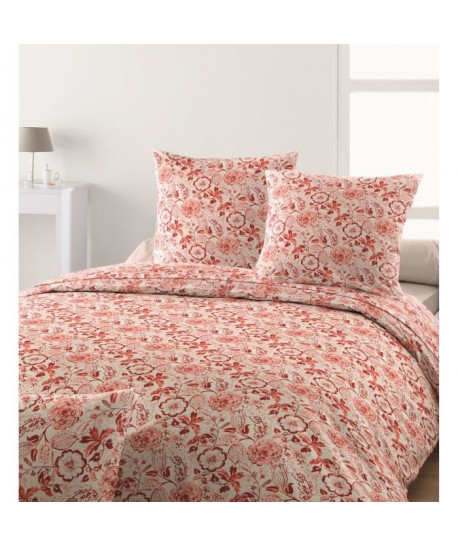 SANTENS Parure de Couette 100% coton KENZIA  1 Housse de couette 220x240 cm  2 taies 63x63 cm  Orange