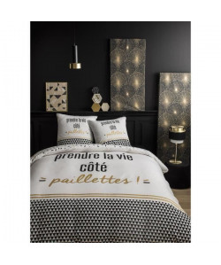 TODAY Parure de couette Coton PAILLETTES  1 Housse de couette 220x240 cm  2 Taies d\'Oreillers 63x63 cm