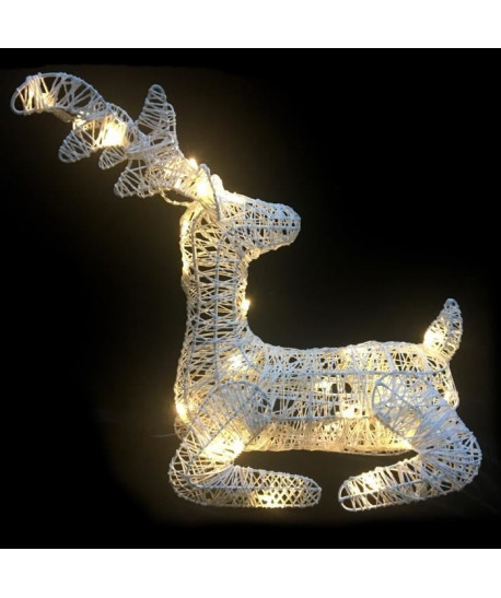 Figurine de Noël : Renne couché lumineux en métal & papier 45cm