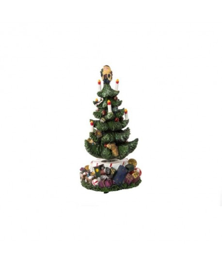 Figurine de Noël : Sapin de Noël musical en résine 10,5x21,5 cm