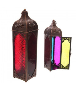 Lanterne marocaine  39 x 10 x 10 cm  Métal et verre