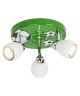Plafonnier a 3 lumieres chambre enfant LED Soccer motif football hauteur 11 cm GU10 3 W vert, noir et blanc