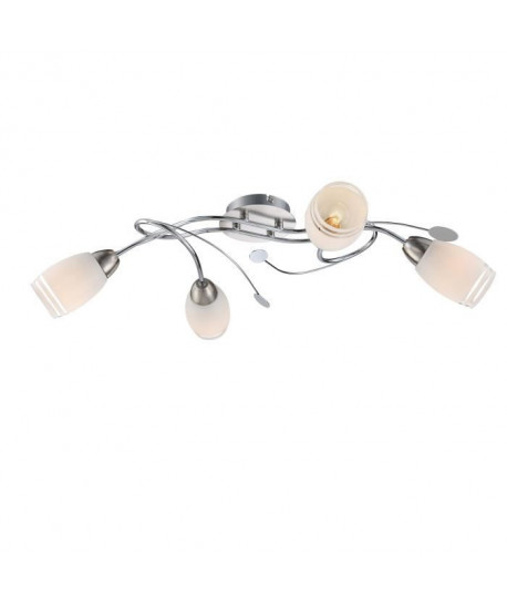 GLOBO LIGHTING Plafonnier chrome nickel mat  Verre satiné  L 68 x l 39 x H 17 cm