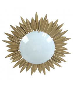 SOLEIL Plafonnier feuilles soleil verre opale  45x45x13 cm  Or