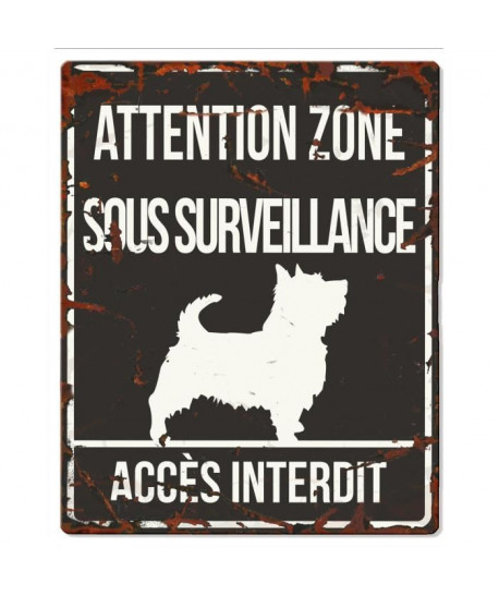 D&D Plaque Attention Chien  Terrier  Noir