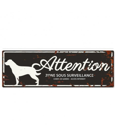 D&D Plaque Attention Chien Rottweiler  Noir