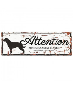 D&D Plaque Attention Chien Rottweiler  Blanc