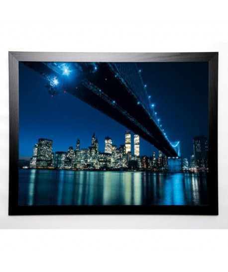 SILBERMAN Image encadrée Brooklyn Bridge at Night 67x87 cm Gris