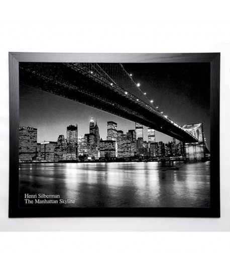 SILBERMAN Image encadrée Manhattan Skyline 67x87 cm Noir