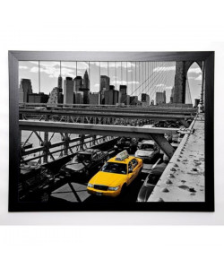 SILBERMAN Image encadrée Yellow Cab on Brooklyn Bridg 67x87 cm Jaune