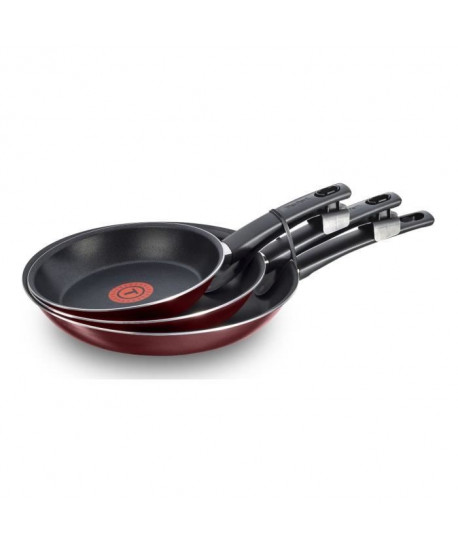 TEFAL SIMPLICITY Lot de 3 poeles B3059802 202428cm Gaz Rouge velours