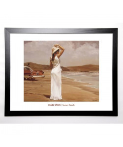 SPAIN Image encadrée Sunset Beach 67x87 cm Blanc