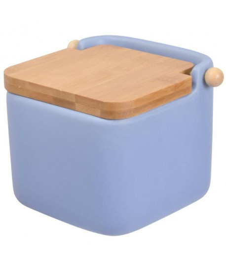 FRANDIS Pot a sel  Céramique  Couvercle bois bleu mat